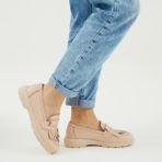 Tamer Tanca 33 8890-1 BN Y23 Nude Deri Kadın Loafer Ayakkabı