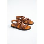 Tamer Tanca Erkek Derı Duz Sandalet Sandalet 537 583 Erk Sndlt Y23 - Taba