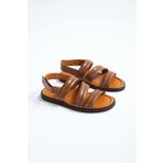 Tamer Tanca Erkek Hakiki Deri Taba Düz Sandalet 537 583 ERK SNDLT Y23 TABA