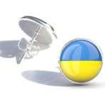 Tamgacrafts Ukrayna Ukraine Bayrağı Küpe 1 Çift Yuvarlak Iğneli Paslanmaz Çelik