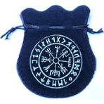 Tamgacrafts Vegvisir Tılsım Baskılı Büyük Siyah Kadife Kese 12X15 cm Rune Saklama Kesesi