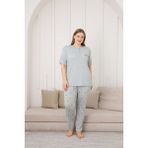 Tampap Kadın Büyük Beden Viskon Kumaş Pijama Takımı - 5XL - 301-Yeşil