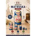 Tamsena Store 12 CM 5’li Ahşap Matruşka Bebek Seti İç İçe Geçen El Boyaması Dekoratif Oyuncak