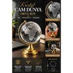 Tamsena Store 8,5 cm Kristal Cam Dünya Orta Boy Dekoratif Masaüstü Şık Tasarım Cam Küre
