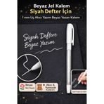 Tamsena Store Beyaz Jel Kalem Siyah Defter İçin 1 mm Uç Akıcı Yazım Beyaz Yazan Kalem
