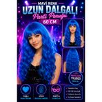 Tamsena Store Mavi Renk Uzun Dalgalı Parti Peruğu 60 CM – Yetişkin Kostüm ve Cosplay Peruğu