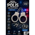Tamsena Store Metal Oyuncak Polis Kelepçesi Anahtarlı Silver Parti Kostüm Aksesuarı 27 Cm