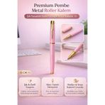 Tamsena Store Premium Pembe Metal Roller Kalem Şık Tasarım Gold Detaylı İmza Kalemi