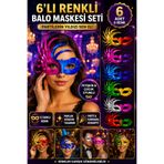 Tamsena Store Renkli Venedik Parti Maskesi 6’lı Set – Çift Renkli Lastikli Balo Maskesi Yetişkin & Çocuk Uyumlu