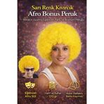 Tamsena Store Sarı Renk Kıvırcık Afro Bonus Peruk | Yetişkin Uyumlu Eğlenceli Parti ve Kostüm Peruğu