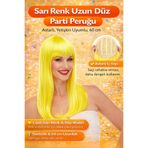 Tamsena Store Sarı Renk Uzun Düz Sentetik Parti Peruğu – Astarlı, Yetişkin Uyumlu, 60 cm