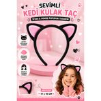 Tamsena Store Sevimli Kedi Kulak Taç Siyah Pembe Pofuduk Peluş Kedi Tacı Çocuk ve Yetişkin Uyumlu Parti Saç Aksesuarı