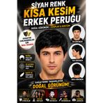 Tamsena Store Siyah Kısa Kesim Erkek Peruğu İçi Astarlı Kostüm Cosplay Parti Tiyatro Peruğu