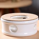 TAMUME Klasik Çaydanlık Isıtıcı Porselen Çaydanlık Isıtıcı Kullanımı Güvenli Mantar Standı, Çaydanlık, Mum Odası ile Çay Isıtıcı, Çay Lambası Tutucu (Beyaz Sütun)
