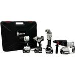 Tan Börth Akülü 4-Lü Set Hilti & Taşlma & Mandrenli Matkap & Torklu Somun Sıkma BEYAZ RENK