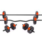 Tan Spor 30 Kg (150 cm) DÜZ BAR + Z BAR Dambıl Dumbell Ağırlık Halter FULL SET Kırmızı Kapaklı