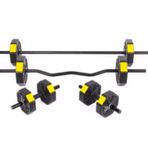 Tan Spor 30 Kg (150 cm) DÜZ BAR +Z BAR Dambıl Dumbell Ağırlık Halter FULL SET SARI KAPAKLI