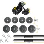 Tan Spor 30 kg Dambıl-Dumbell-Ağırlık-Halter–full Kısa Bar + Düz Bar + Z Bar Seti - Sarı