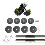 Tan Spor 30 Kg Dambıl Dumbell Halter Ağırlık Fitness KISA BAR SETİ (Sarı Kapaklı)
