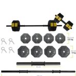 Tan Spor 30 Kg DÜZ BAR (150 CM) ve KISA BAR Dumbell Ağırlık Halter SETİ SARI KAPAKLI