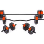 Tan Spor 40 Kg (150 cm) DÜZ BAR +Z BAR Dambıl-Dumbell-Ağırlık-Halter–FULL Set Kırmızı Kapaklı