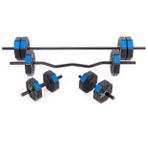 Tan Spor 40 Kg (150 cm) DÜZ BARLI + Z BARLI (120 cm) Dambıl-Ağırlık-Halter–FULL SET Mavi Kapaklı