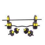 Tan Spor 40 Kg (150 cm) DÜZ BARLI + Z BARLI (120 cm) Dambıl-Ağırlık-Halter–FULL SET Sarı Kapaklı