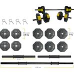 Tan Spor 40 kg Dambıl-Dumbell-Ağırlık-Halter–full Kısa Bar + Düz Bar +Z Bar Seti - Sarı