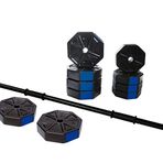 Tan Spor 40 Kg DÜZ Barlı (150 cm) Dambıl - Dumbell - Ağırlık - Halter Set Mavi Kapaklı
