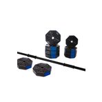 Tan Spor 40 Kg DÜZ Barlı (150 cm) Dambıl - Dumbell - Ağırlık - Halter Set Mavi Kapaklı