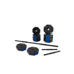 Tan Spor 50 Kg(150 cm) DÜZ BARLI Dambıl - Dumbell - Ağırlık Halter Vücut Geliştirme Set Mavi Kapaklı