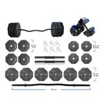 Tan Spor 90 Kg Z BAR Dambıl Halter Ağırlık Vücut Geliştirme Fitness SET Mavi Kapaklı