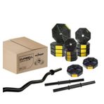 Tan Spor 90 Kg Z BARLI Dambıl - Vücut Geliştirme -Halter - Ağırlık - Fitness Seti SARI Kapaklı