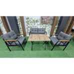 Tandoğan Erciyes Model 2+1+1+Çapraz Masa Takımı / Bahçe, Balkon Mobilyası /balkon Seti - Açık Gri