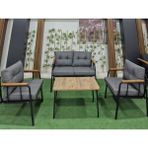 Tandoğan Erciyes Model 2+1+1+Çapraz Masa Takımı / Bahçe, Balkon Mobilyası /balkon Seti - Natürel - Gri