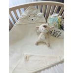 Tanem Home %100 Pamuk Krem Kuzu Desen Nakışlı Bebek Havlu Kundak 75X75CM