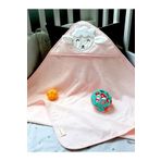 Tanem Home %100 Pamuk Pembe Kuzu Desen Nakışlı Bebek Havlu Kundak 75x75cm