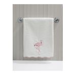 Tanem Home Dalgalı Kenar Flamingo Nakışlı Havlu El / Yüz 50x90 Cm %100 Pamuk