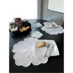 Tanem Home İthal Keten Çiçek Desen Nakışlı Masa Örtüsü Seti 6 Kişilik 12 Parça Oval Beyaz - 35 x 35 cm