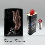 Tanem Melek Angels Siyah - Benzinli Çakmak(X-Lite Benzin Gazı 125 ml ve 5'li Çakmak Taşı Hediyedir)