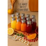 Tanemce 12 Adet Şeffaf Cam Shot Şişesi Sızdırmaz Gümüş Metal Kapaklı Kolonya Koku Süs Çok Amaçlı Şişe 30ml