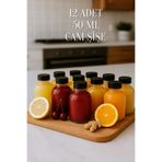 Tanemce 12 Adet Siyah Plastik Sızdırmaz Kapaklı Cam 50 ml Mini Shot Ginger Detox Şişe Kolonya Koku Süs Şişe