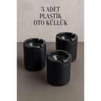 Tanemce 3 Adet XL Koku Yapmaz Dumansız Siyah Plastik Küllük Oto Kül Tablası Araç İçi Kül Tabağı