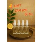 Tanemce 4 Adet Şeffaf Kapaklı Beyaz Sprey Fısfıs Kolonya Dezenfektan Çok Amaçlı Cep Çanta Cam Şişe 50ml