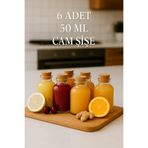 Tanemce 6 Adet Şeffaf Cam Shot Şişesi Mantar Tıpalı Hediyelik Koku Süs Çok Amaçlı Şişe 50ml