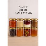 Tanemce 8 Adet 210 ml Metal Gold Altın Konserve Kapaklı Mama Yoğurt Saklama 210 Cc Şeffaf Cam Kavanoz