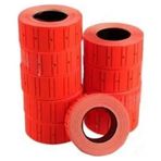 Tanex 12x21mm 6'lı Motex Flo Kırmızı Çizgili Etiket