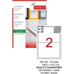 Tanex Bilgisayar Etiketi TW-2002 119,6X143,50 mm 100 Lü Lazer Etiket 1 Paket Tanex Davetiye Kargo Koli Kutu Etiketi - Standart - Beyaz