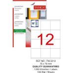 Tanex Bilgisayar Etiketi TW-2312 70X70 mm 100 Lü Lazer Etiket 1 Paket Tanex Davetiye Kargo Koli Kutu Etiketi - Beyaz - Standart