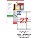 Tanex Bilgisayar Etiketi TW-2327 70X30 mm 100 Lü Lazer Etiket 1 Paket Tanex Davetiye Kargo Koli Kutu Etiketi - Beyaz - Standart
